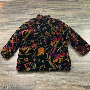 Vintage London Fog Puff Velveteen Floral Coat Sz L